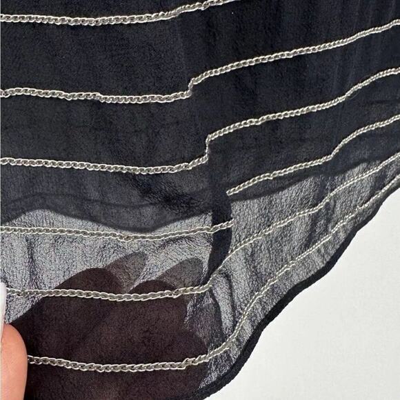 JOIE Blouse Women’s Small Chain Detailing Sheer Black Short Sleeve Flowy… - Picture 6 of 9